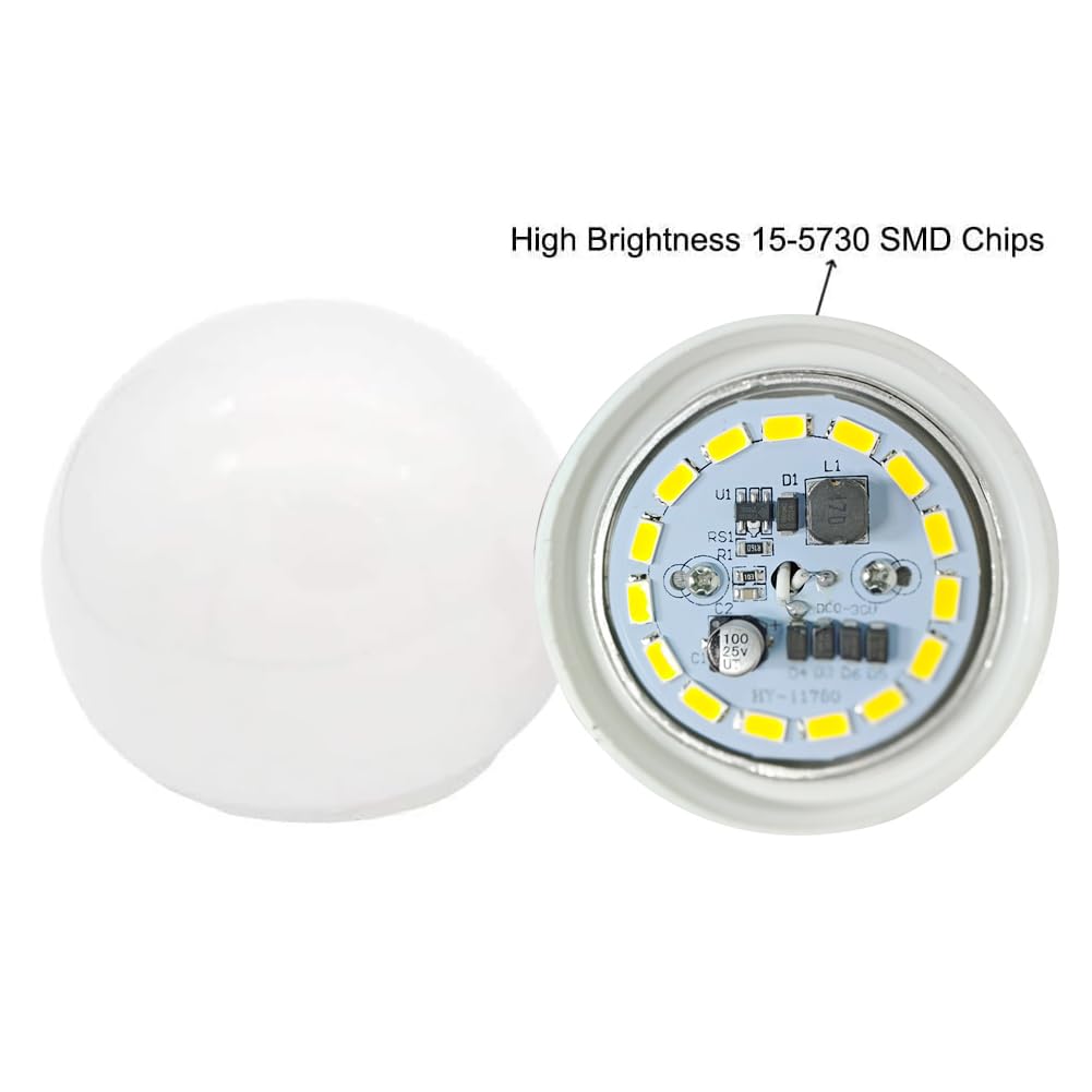GRV E27 żarówka LED bez możliwości ściemniania 15-5730 SMD 7 W termiczna plastikowa lampka 60 W odpowiednik AC 12 V DC 12-24 V zimna biel opakowanie 6 szt.