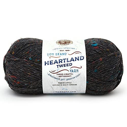 Image of Lion Brand Yarn Heartland Yarn, Worsted-Weight Yarn for Knitting, Crocheting, and Crafting, 1 Pack, Black Canyon Tweed