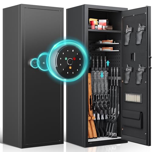 12 Gun Safe, Biometric Gun Safe, Gun Safe for Rifles and Pistols, Clearance Gun Safe, Rifle Safe, Gun Cabinet, Quick Access Gun safe, Large Gun Safe, Gun Safe with Removable Shelf and Gun Rack (A)