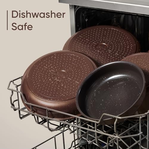 Image of CAROTE Pots and Pans Set, Ceramic Cookware Set Non Stick with Detachable Handle, RV Kitchen Cooking Set, Induction & Oven Safe, Non-Toxic, PFAS and PFOA Free, Dark Choco, 19 Pcs