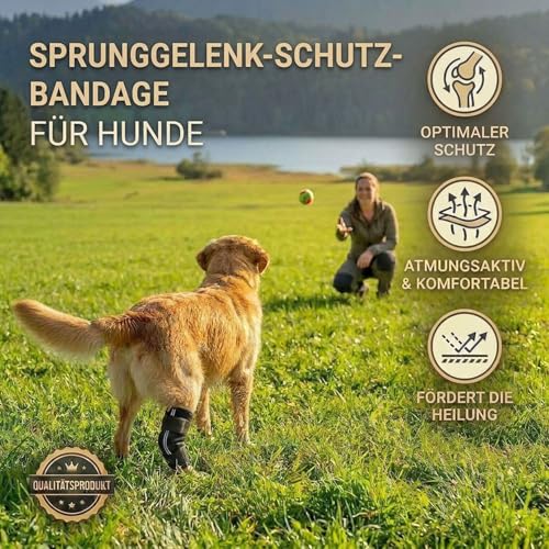 Nature Pet SPRUNGGELENK BANDAGE HUND HINTERBEIN – Sprunggelenk Bandage mit Leckschutz Hund – verstellbare Tarsal-Stulpen für Hunde zur Stabilisierung & Schutz des Hinterbeins – 135° Winkel – XS 2