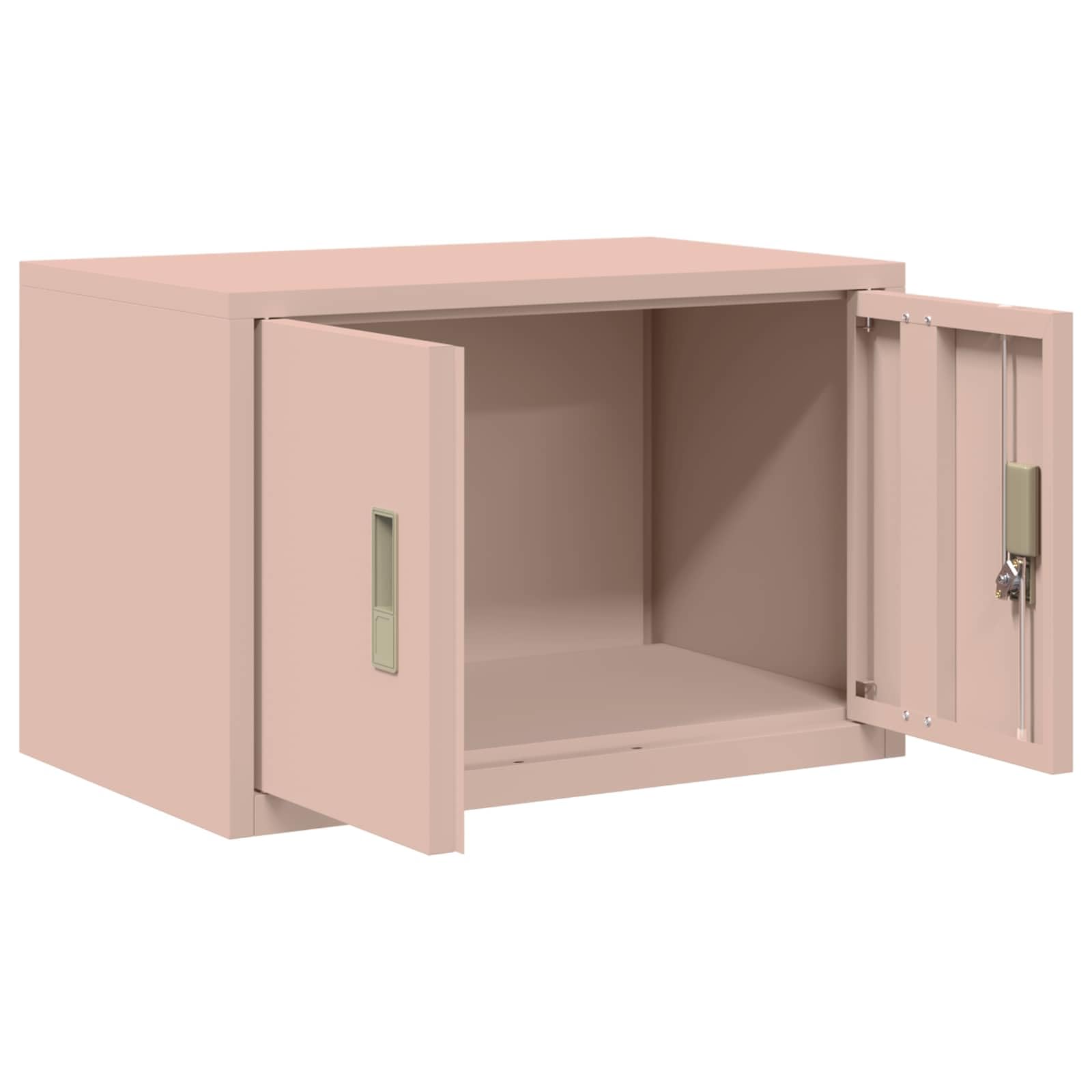 Aufbewahrungsschrank Rosa aus Stahl 60 x 40 x 40 cm mit abschließbaren Türen, pulverbeschichtet, Büro- und Homeoffice-Regal für Akten, Dokumente, Ordner und Büroorganisation