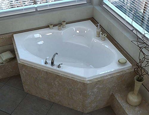 Venzi Ambra 60 x 60 Corner Soaking Bathtub with Center Drain By Atlantis