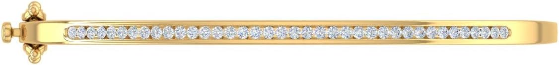 1/2 Carat Natural Diamond Bangle Bracelet for Women in 14K Gold (I1-I2 Clarity) (7 Inch)