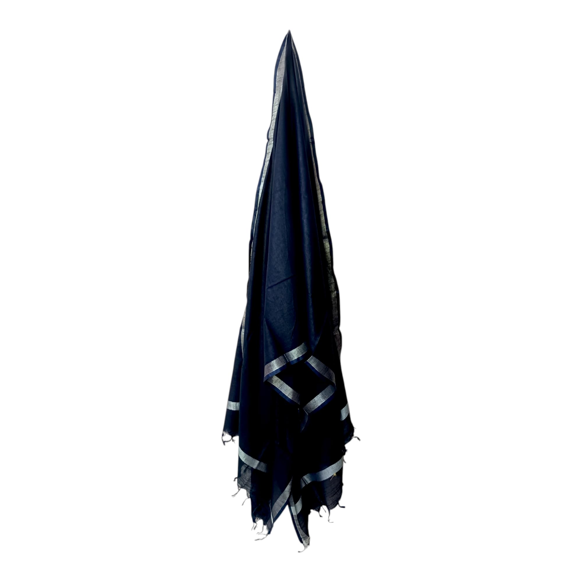ARIPAN Navy Blue Linen cotton pure quality plain trendy fancy summer special dupatta for women and girls full length 2.30m pack of 1pcs (navy blue, 2.30m) 3