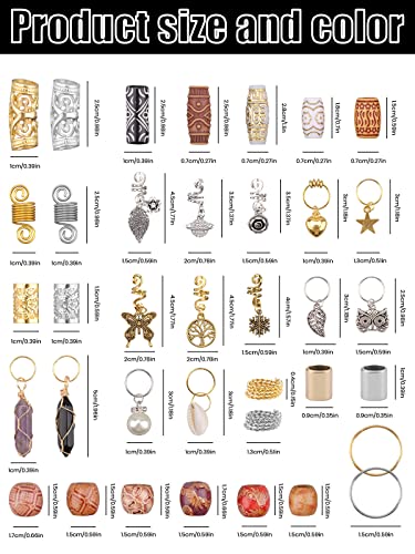 EBANKU 184pcs Hair Jewelry for Dreadlocks Aluminum Hair Coils, Pearl Leaf Braid Clips - Image 2