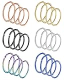Masedy 24Pcs 20G 316L Stainless Steel Nose Rings Hoop Tragus Cartilage Septum Ring Lip Piercing 8+10MM