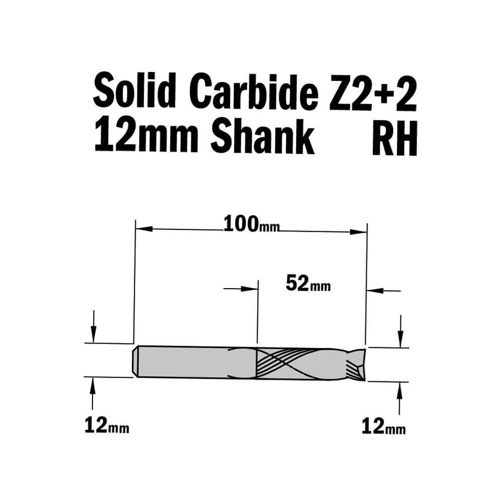 CMT CMT-190.121.11 190.121.11-frez helicoidal z2+2 d12x52x100 hwm DX, Czarny