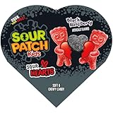 SOUR PATCH KIDS Sour Hearts Black Raspberry Soft & Chewy Candy, Valentines Day Candy, 100 ml herzförmige Box