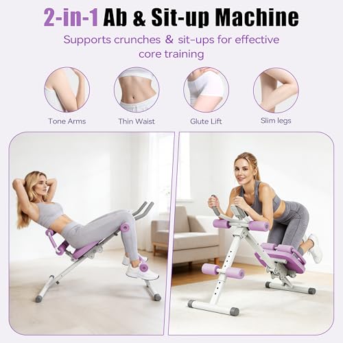 Image of EPHESPORT Multifunctional Ab Machine, Crunch & Sit-Up Core Trainer, Adjustable Ab Trainer with Knee & Back Support, Foldable, Full Body Workout Equipment for Home Gym