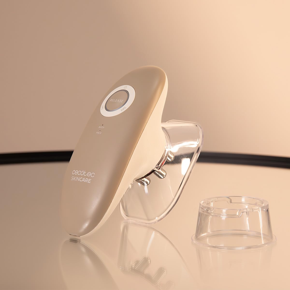 Cecotec Masseur Corporel Anti-Cellulite SkinCare Push Up Suction. 3 Modes : EMS, Corps et Visage, Fonction Succion, Lumière Rouge, 2 Têtes, 3 Intensités, Autonomie 60 mins, Arrêt Automatique