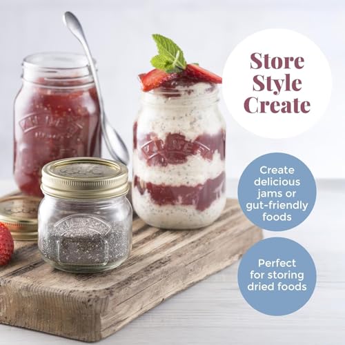 Image of Kilner Premium 2 Pcs x 500ml Round Preserve Glass Jar for Preserving and Storing Jams, Chutneys, Small Pickled Fruits | Reusable, Eco-Friendly Kitchen Container