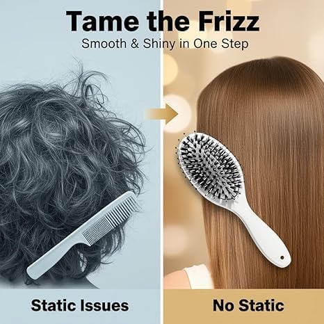 Viral World-Famous 5x Sold Out Paddle Brush - Smoother, Stronger, Shinier Hair, Boar Bristle Brushs with Nylon Bristles and Microsphere Massaging Tips, Lightweight Viral Paddle Brush (2Pcs) - Image 6