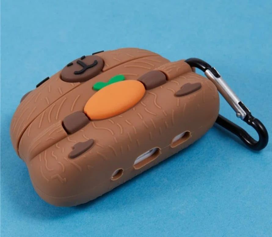 Image of Techmount Compatible with Airpods Pro GEN-2 (2022) Case Cover Silicone Cartoon Character 3D Cover Wtih 360 Protection Airpods Pro 2 Cover Case (NOT for Any Other AIRPODS) (Capybara)