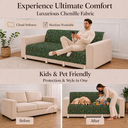 Image of STITCHNEST 'Eden Weaves Collection Series' 3 Seater Sofa Cover| Elegant Woven Fabric, Decorative Tassels, Washable & Durable for Modern Living