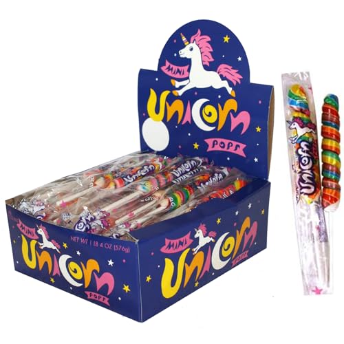 Adams & Brooks Strawberry Banana Mini Unicorn Pops, 1 lb 4 oz Box (48 ct.) - Twisty Unicorn Lollipops, Individually Wrapped Candy for Kids & Adults, Perfect for Birthday Party Favors, Goodie Bags & More - image 1