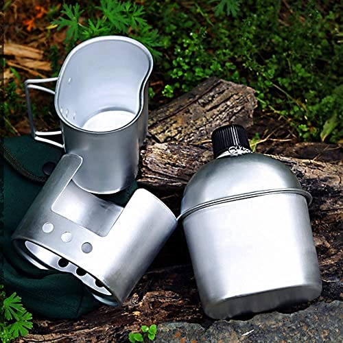 Water Canteen Cup Stove Pouch Set Portable Military Canteen With Cup For Outdoor Camping Survival Nature Experience Hiking Backpacking #TOP6