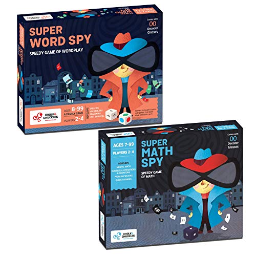 Chalk & Chuckles Board Games Combo- Super Math Spy + Super Word Spy, Learning & Educational Toys for Kids 8-12 Years, Gifts for Boys & Girls Age 8, 9, 10, 11, 12+, Family Game Night Pack of 2