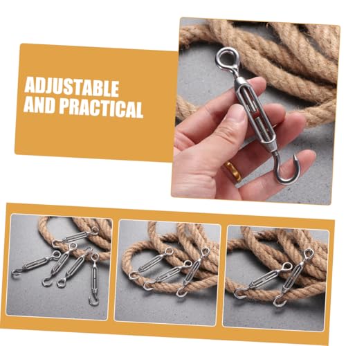 Zerodeko 5pcs Tensores para Cables de Acero de Acero Inoxidable Ojal a Gancho miniatura 3
