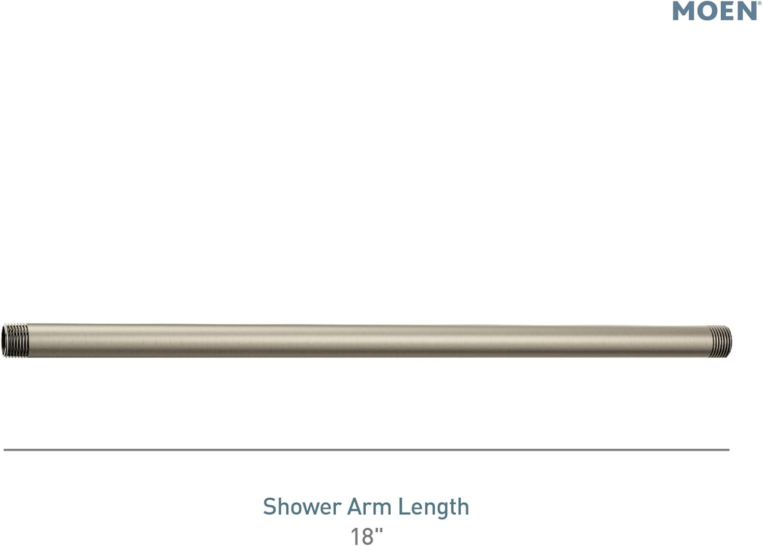 Moen Brushed Nickel Extended 18-Inch Straight Overhead Shower Arm, 336651BN