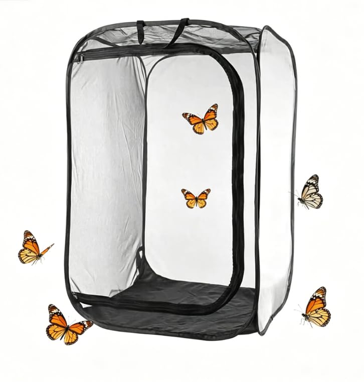 Stick Insect Enclosure Collapsible – Transparent Butterfly Cage Net – Portable Insect Habitat for Caterpillars, Butterflies, and Insects Raising