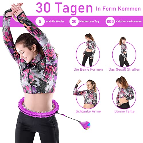HuaMulan Smart Hula Hoop, Smart Hula Hoop Reifen Erwachsen & Anfänger, Smart Fitness Reifen mit Zähler, 24 Einstellbare… – Bild 5
