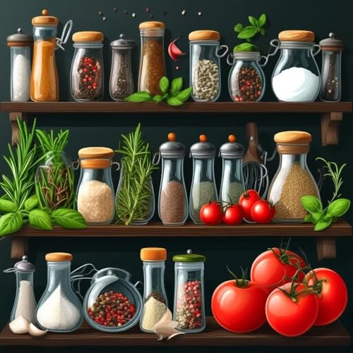 Pintar por Numeros Tomate especiado DIY Pintura al óleo de Lienzo kit Niños Adultos, con Pinceles y Pinturas Acrilicos, 50x50cm Pintura es Simple y Fácil de Dibujar Para Principiantes Sin Marco G-364