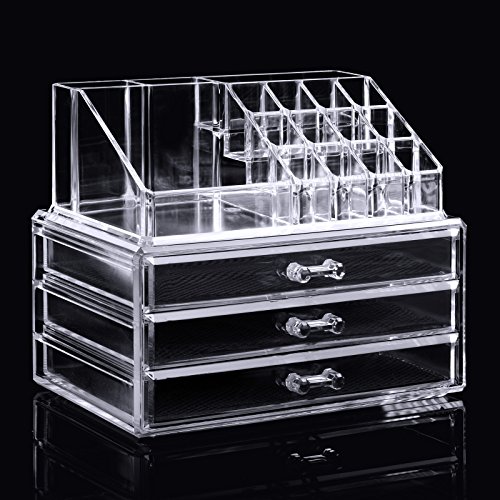 Make Up Organizer, Oliote Große Makeup Kosmetik Aufbewahrung Organizer - 2 Ebenen 3 Schubladen Acryl