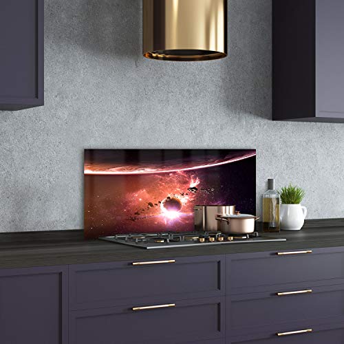 Crédence en verre de sécurité trempé Tulup splashback haut de gamme galaxie orange