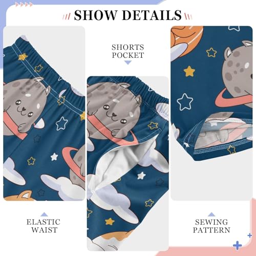 Cute Cats Planets Doodles Boys Pants for Kids Jogger Pants with Pockets S-XL4