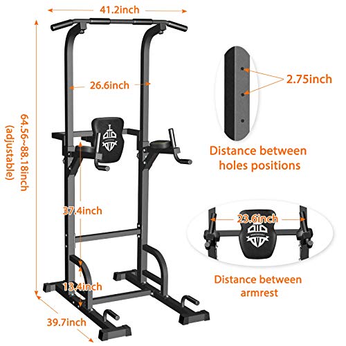 Sportsroyals Power Tower Dip Station Pull Up Bar for Home Gym Strength Training Workout Equipment, 400LBS.