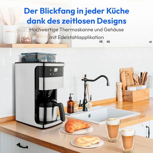 LCD-Display leuchtet - Detailansicht von MEDION Kaffeemaschine Mahlwerk Test – Dealfoxx.de