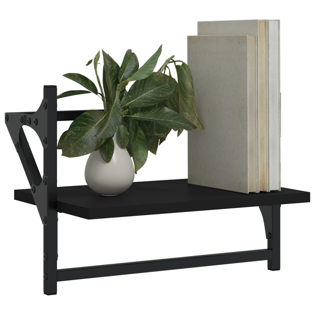 Scaffalature, mensole da parete e sporgenze, mensole da parete con barre, 2 pezzi, nero, 40 x 25 x 30 cm
