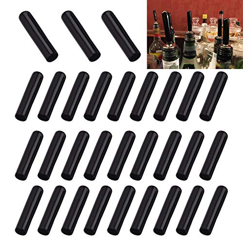 YouU 50 x 10mm Bottle Spout Dust Protection for Liquor Bottles Pour Spot Caps Pourer Covers Liquor Caps Black 30 Pcs