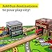 6 Wooden Stacking City Buildings - Nesting Community Helpers Building Boxes - Wood Sorting Cubes Town Play Set for Mats, Toy Cars and Trains - Educational Preschool Track Accessories Learning Toddler