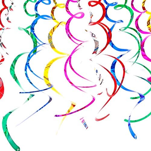 Natuce 14pcs Multicolor Hanging Swirl Party Decorations, Spiral Streamers, Birthday Party Supplies, Wedding Decorations, for Birthday Wedding Party, Rainbow Swirl for Baby Kids Boys Girls Adult