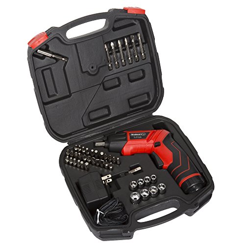 Stalwart 45-Piece Pivoting Screwdriver Set – Cordless Power Tool with Rechargeable 3.6V Battery, 2 LED Flashlights, Bits, Sockets, and Carrying Case by Stalwart - Used condition - US$13.84
