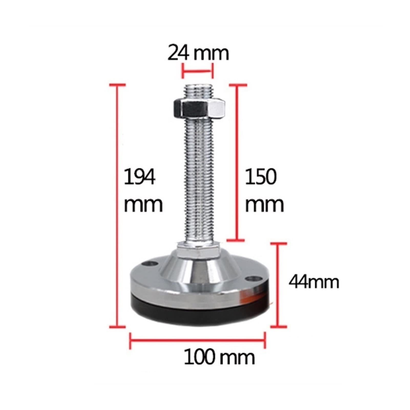 Niveladores de muebles ajustables, 2 piezas de M24, nivel de muebles roscados M30 Instalación de pies niveladores for máquinas de servicio pesado, pies niveladores ajustables(100*m30*200mm)