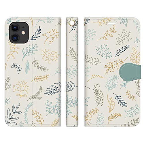 Ruuu iPhone 17 Pro 対応 手帳型 スマートフォン iPhoneケース カバー 葉模様 植物 ナチュラルデザイン リーフ柄 北欧テイスト 北欧柄 模様 花柄 花 葉っぱ はながら 大人可愛い かわいい おしゃれ 可愛い レディース 女子 マグネット付き 財布型 携帯カバー アイフォン17pro 17プロ アイホン 折りたたみ カード収納 スタンド機能 ブック型 二つ折り