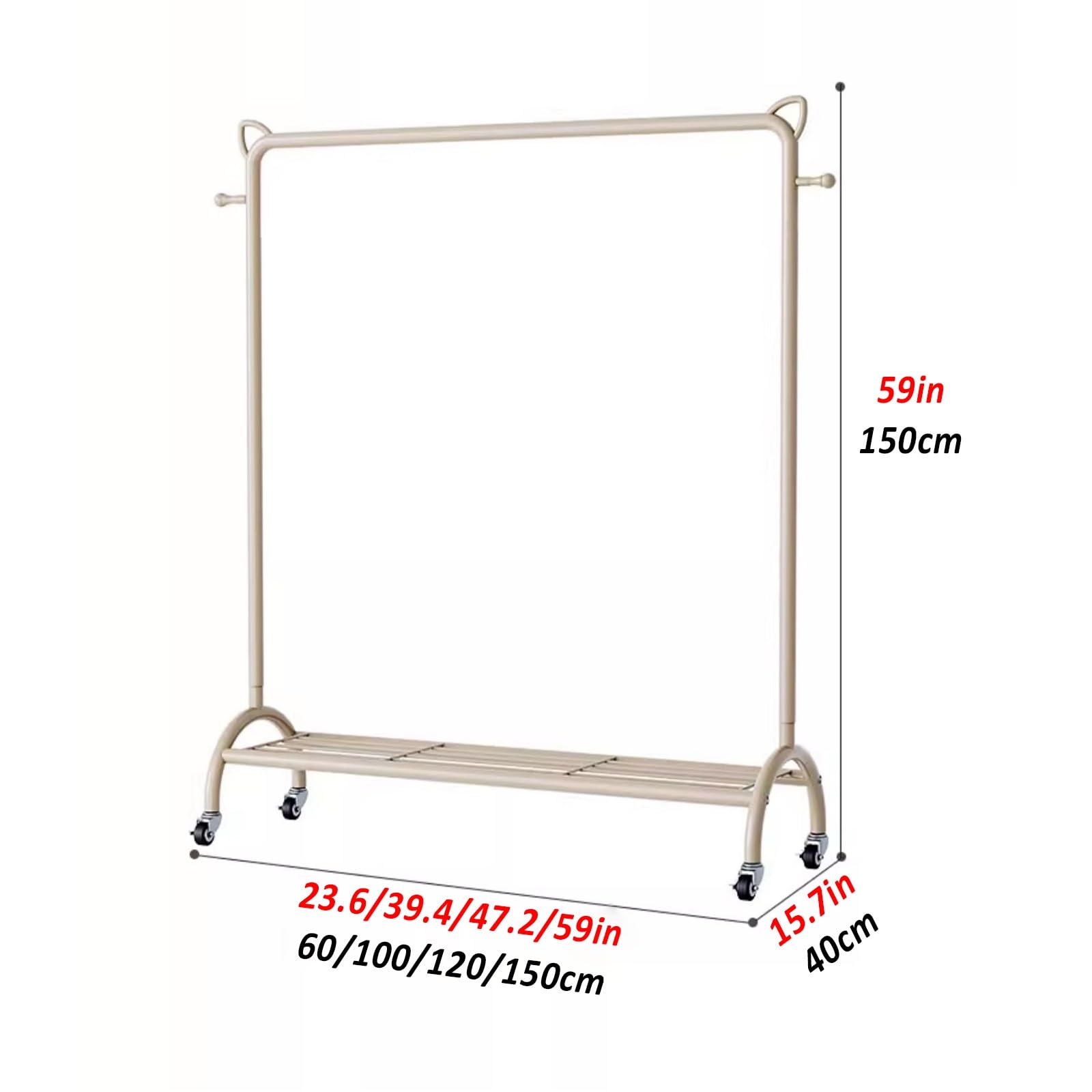 Rolling wieszak na ubrania z metalowym wieszakiem na ubrania zielony 60 cm 23,6 cala stylowe ubrania nizer oszczędność miejsca stojak na ubrania do domu lub butiku
