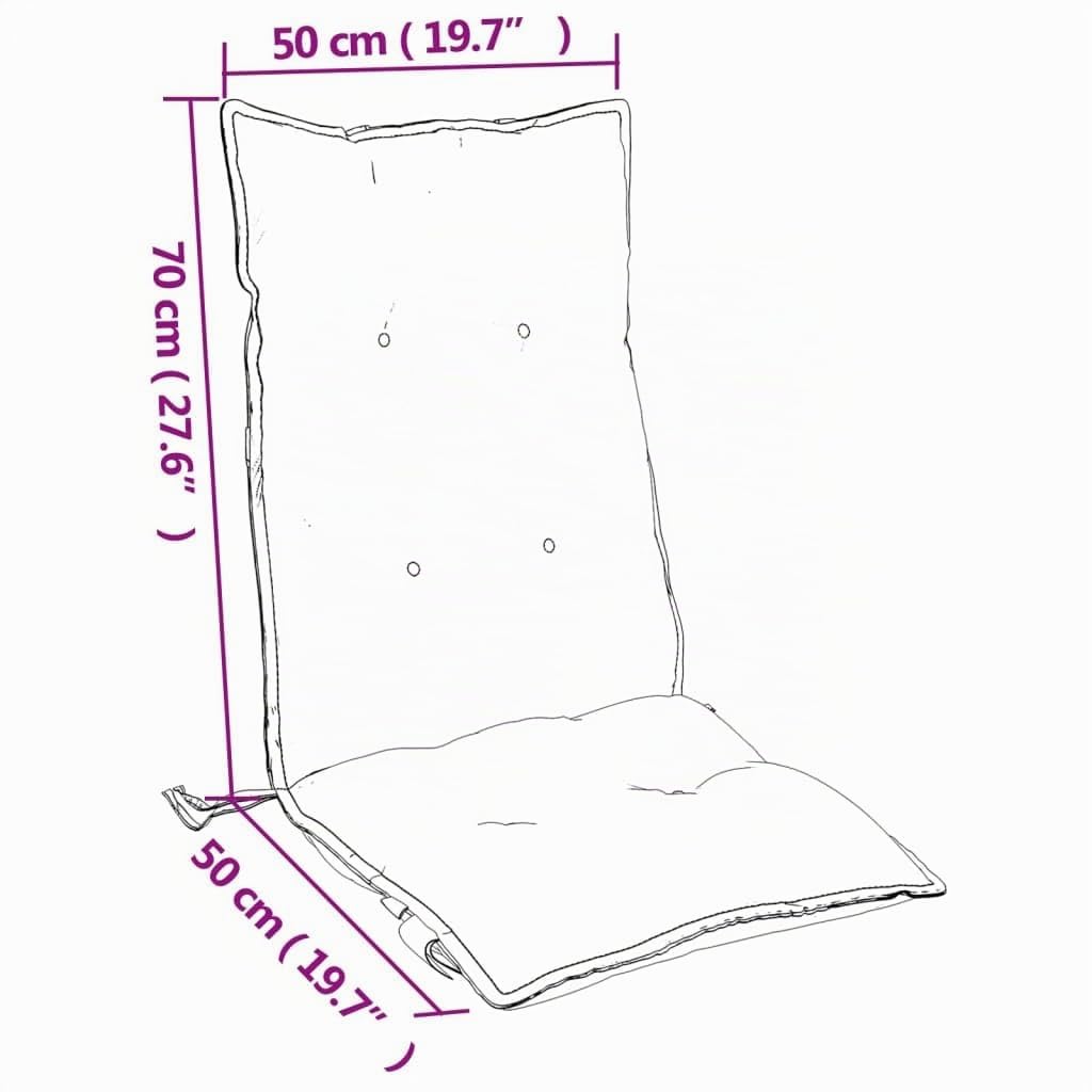 vidaXL Lot de 6 Coussins de Chaise à Dossier Haut, Galette de Siège Imperméable, Coussin d'Extérieur Anti-Glissement Jardin Terrasse, Gris Tissu Oxford