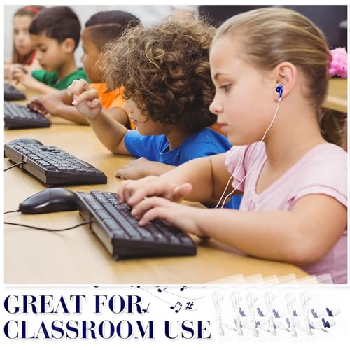 Image of Konohan Bulk Earbuds with Wire, Classroom Basic Headphones in Ear for Libraries Laptop, No Microphone 3.5 mm Jack Earbuds Dot Headphones for School Library, Individually Bagged(Blue,100 Packs)