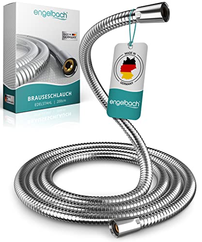 Engelbach Duschschlauch 2m mit doppeltem Verdrehschutz - Brauseschlauch aus Edelstahl - Flexibel & Knickfest - Universelles ½” Anschlussmaß - Made in Germany Cover