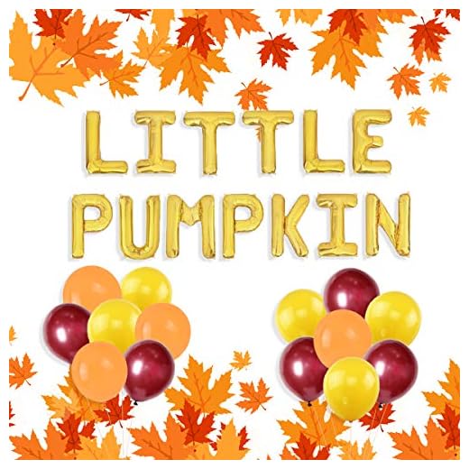 Jollyboom Liten pumpa baby shower dekorationer, 1:a födelsedagen fest dekoration ballonger banner för Thanksgiving höst tema kön avslöjar dekorationer