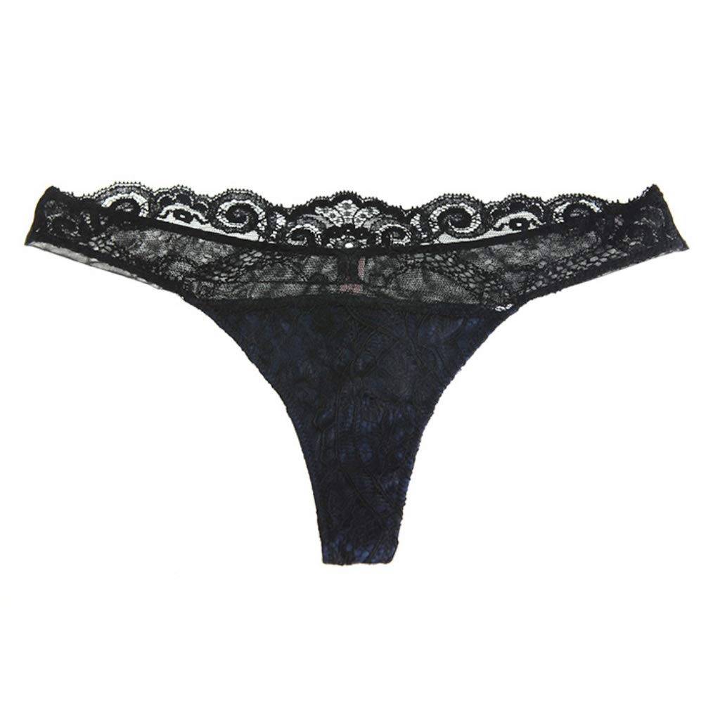 Culotte Taille Basse En Dentelle Respirante, String Sexy En Dentelle Transparente For Femme, Noir, Rose, Couleur Naturelle (Color : Black, Size : L)