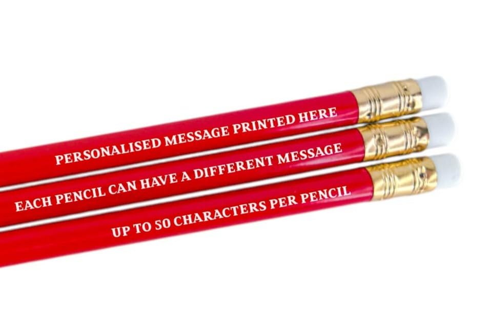 Personalised Pencils - Choice of Colours and Quantities (Red, 3 Pencils)