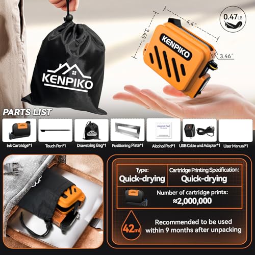 Image of Handheld Inkjet Printer KP-mini, Portable Inkjet Printer with 42 ML Quick-Drying Ink Cartridge, Pocket Handheld Ink Jet Printers Gun 0.5 Inch Print Height for Barcode, Logo (28 Languages)