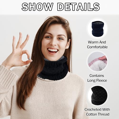 Winter Neck Warmer Fleece Lined Knitted Neck Warmer Soft Mask Face Warmer Neck for Women Men Teens Windproof Gift3