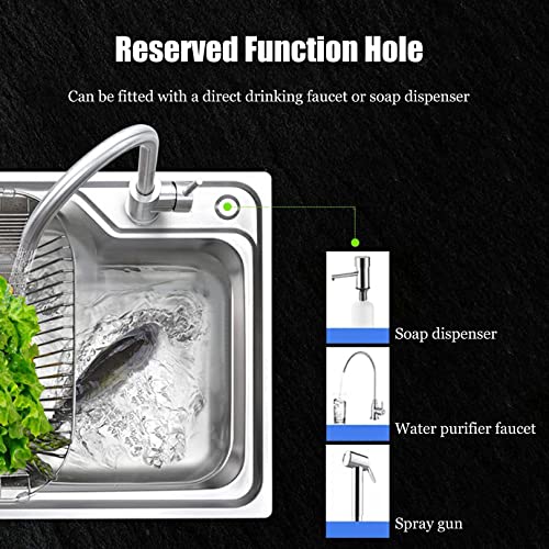 Free Standing Thicken Single Bowl Sink,304 Stainless-Steel Utility Sink ,Kitchen Sinks With Drainboard 1 Compartment With Faucet,For Garage,Restaurant,Kitchen,Laundry Room,Indoor Outdoor ( Color : Hot #TOP2