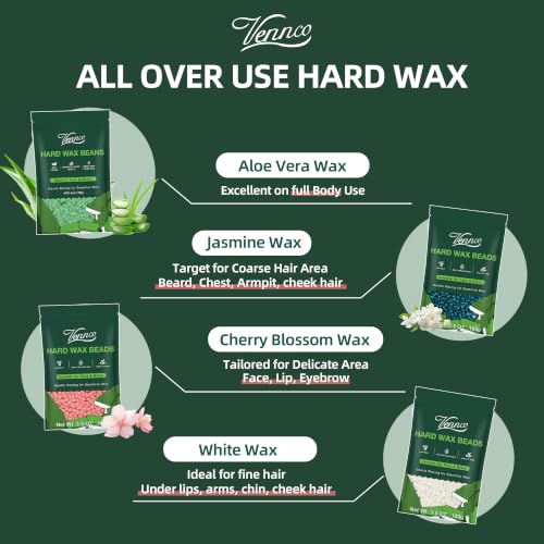 Image of VENNCO Waxing Kit for Hair Removal, Digital Wax Warmer Kit with LED Display | 4 Bags Hard Wax Beads for Sensitive Skin, At Home Brazilian Bikini Face Body Wax Kit for Women Men